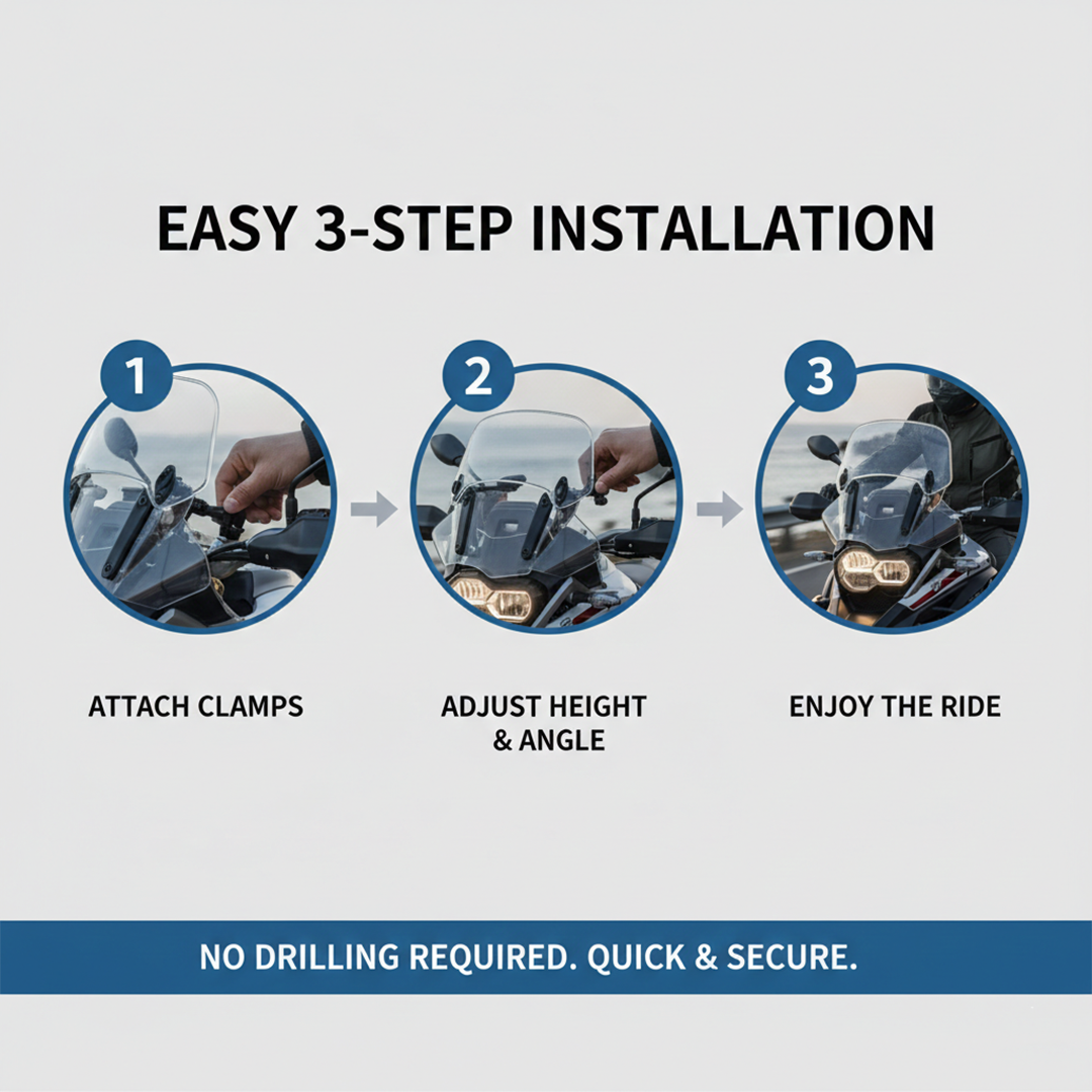 Windshield Extension - Adjustable Height - Clamp Mount