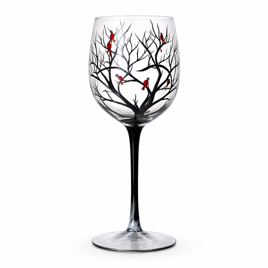 Wine Glass Set - Seasonal Tree - Decorative Design