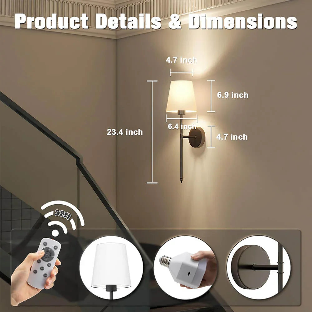 Wireless Wall Light - Vintage Wall Lamp - Customizable Sconces - Luvonic