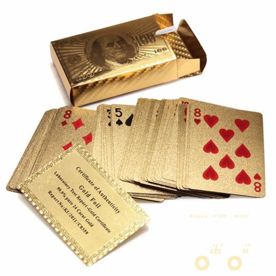 24K Gold Plated Playing Card with Wooden Style Box