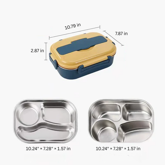 Thermal Lunch Box with 4 Compartments, Stainless Steel