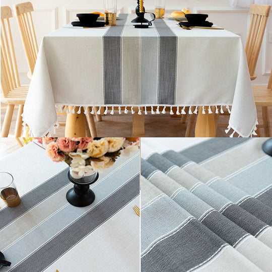 Waterproof Oil-Resistant Rectangular Tablecloth - Cotton Linen, Wrinkle-Resistant for Kitchen, Dining Room, Buffet, and Party