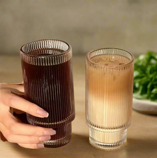 6-Piece Set of Ribbed Black Glasses