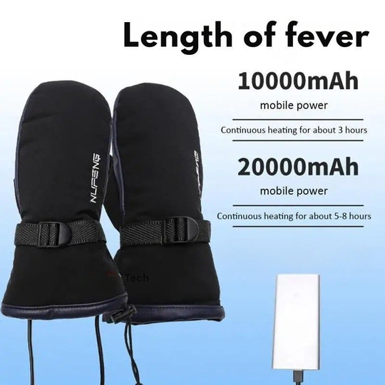 Electric Heating Gloves | Dual-Sided, 10,000 mAh USB Rechargeable | Waterproof for Skiing & Motorcycling