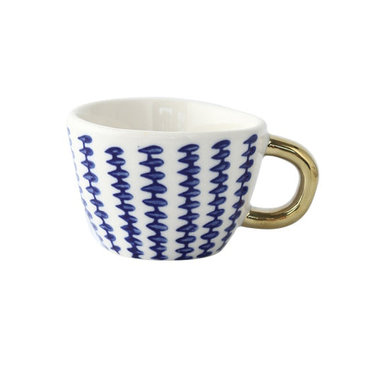 Abstract Geometric Pattern Cup with Gold Handle