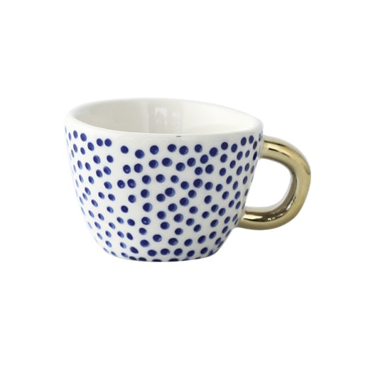 Abstract Geometric Pattern Cup with Gold Handle