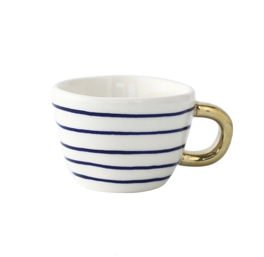 Abstract Geometric Pattern Cup with Gold Handle