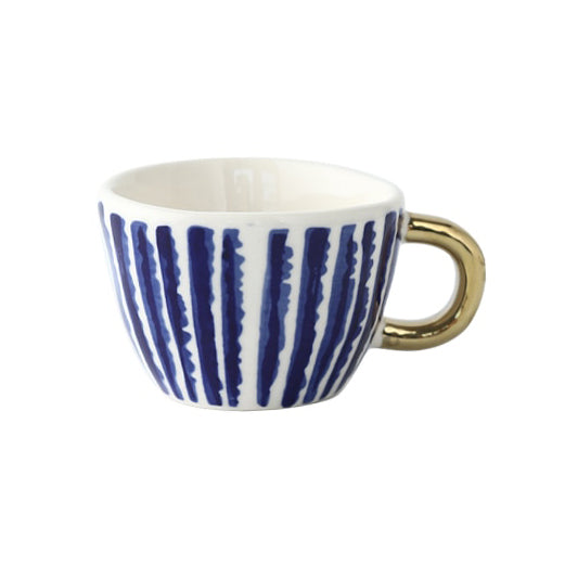 Abstract Geometric Pattern Cup with Gold Handle