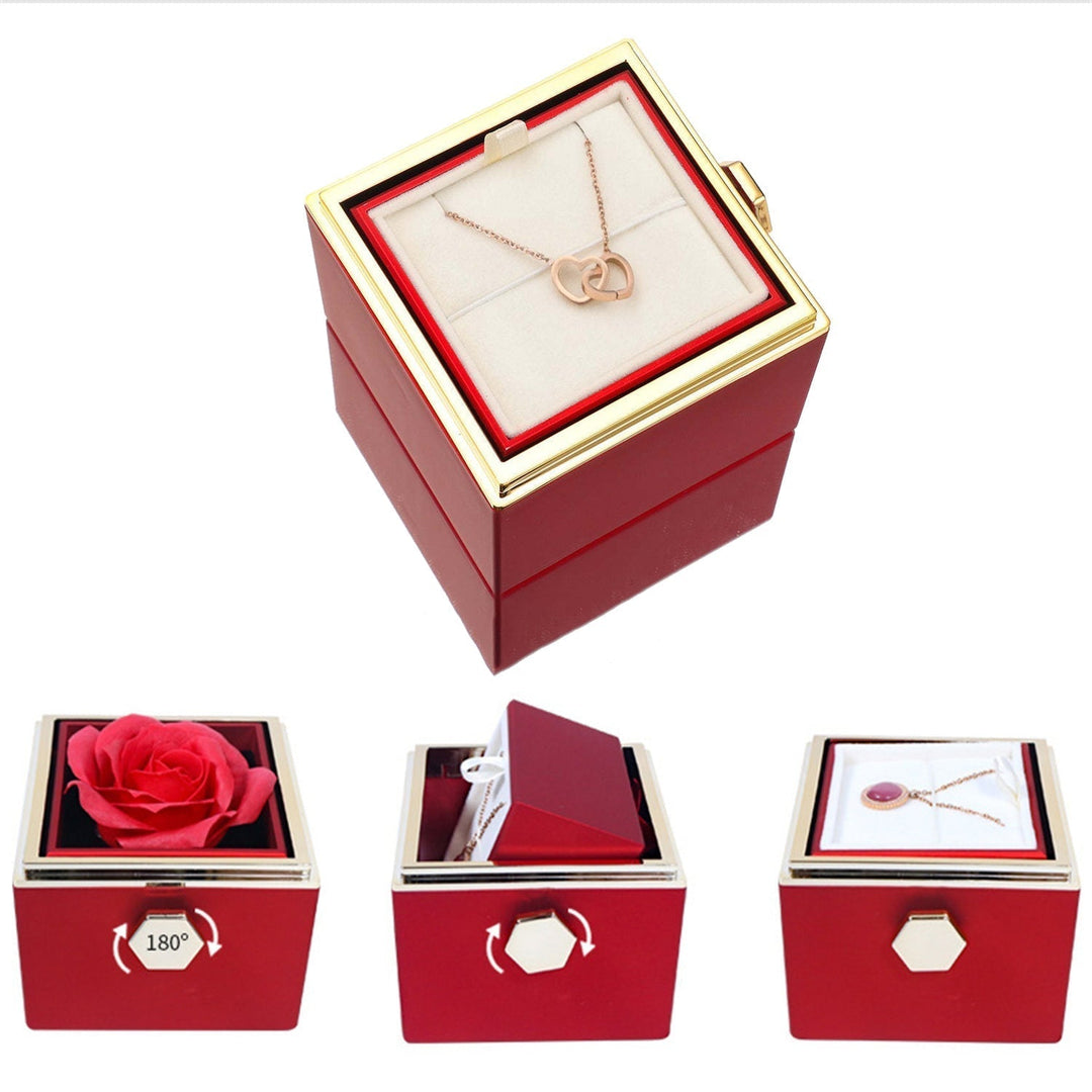 Heart Necklace with Rotating Rose Gift Box