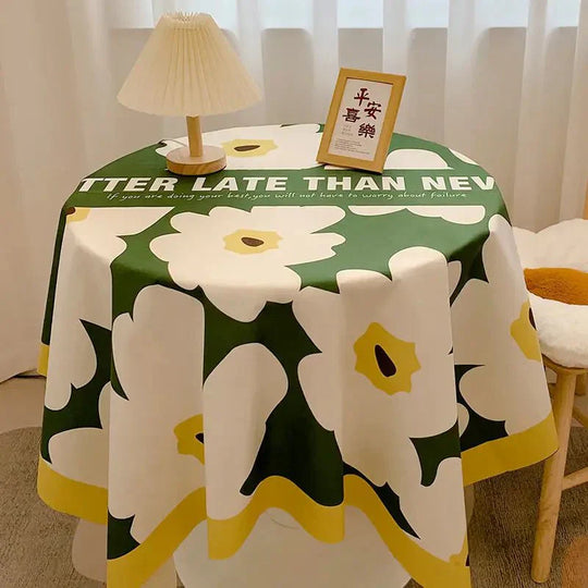 Checked Design Round Cotton Tablecloth
