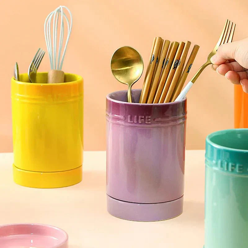 Colourful Ceramic Kitchen Utensil Organiser