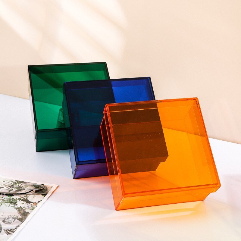 Colourful Acrylic Storage Organiser Box with Lid