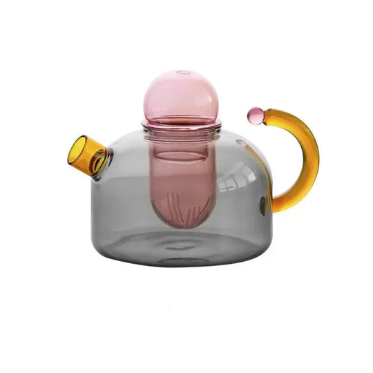 Contrasting Colour Glass Teapot Set – Stylish & Heat Resistant Design