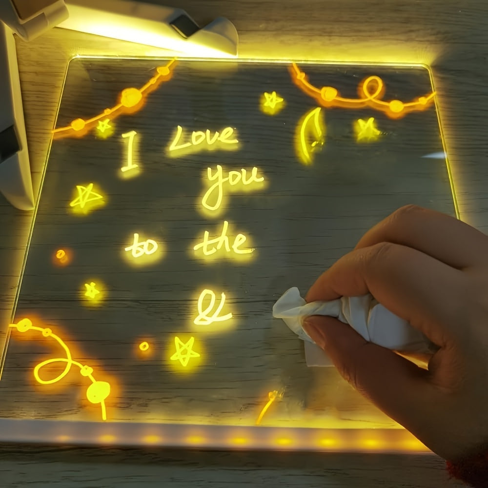 USB LED Noteboard with 12 Coloured Pens - Bright Message Board for Office & Home