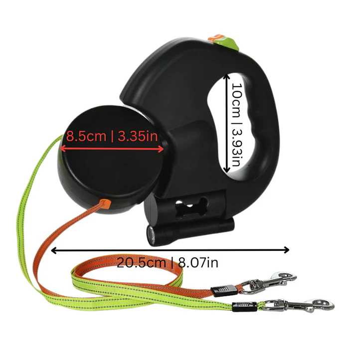 Dual Dog Leash - Tangle-Resistant Swivel - LED Feature