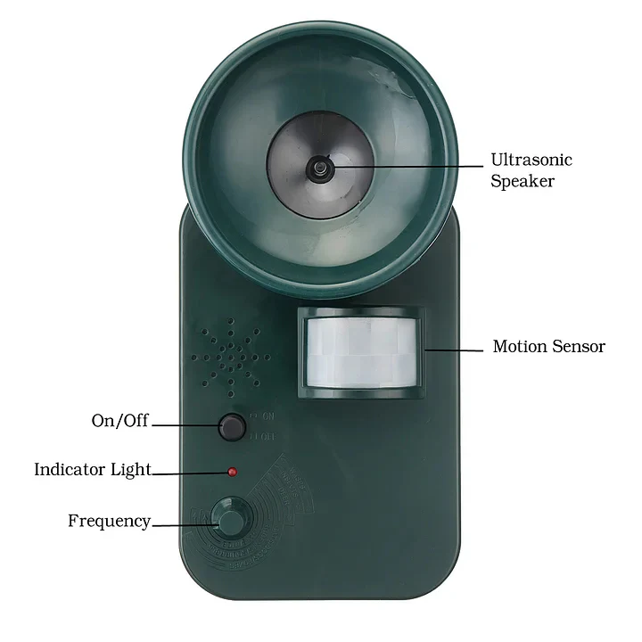 5000sqft 9v DC Ultra Sonic Cordless Pest Animal Repeller Outdoor Safely Repel Various Animals
