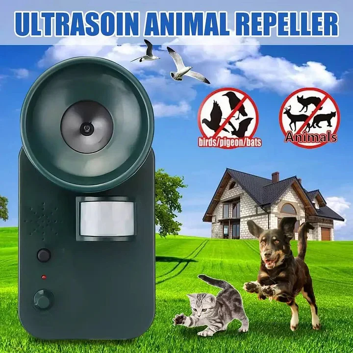 5000sqft 9v DC Ultra Sonic Cordless Pest Animal Repeller Outdoor Safely Repel Various Animals