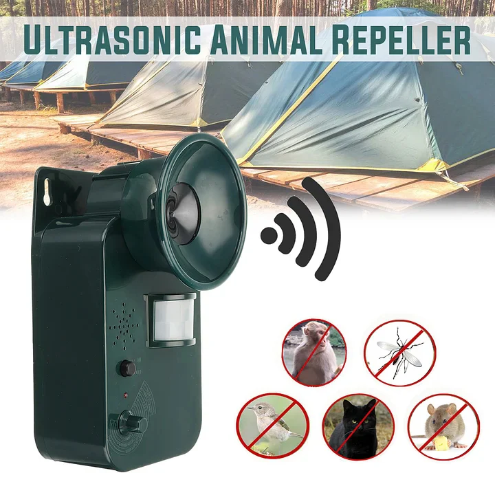 5000sqft 9v DC Ultra Sonic Cordless Pest Animal Repeller Outdoor Safely Repel Various Animals