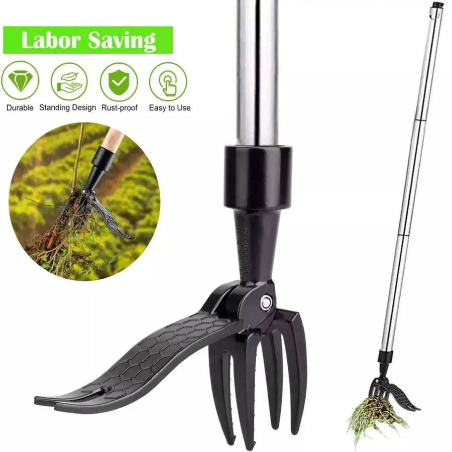 Stand Up Weed Puller Tool with Stick