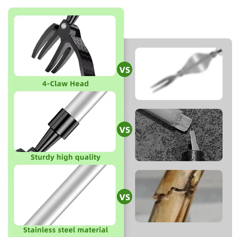 Stand Up Weed Puller Tool with Stick