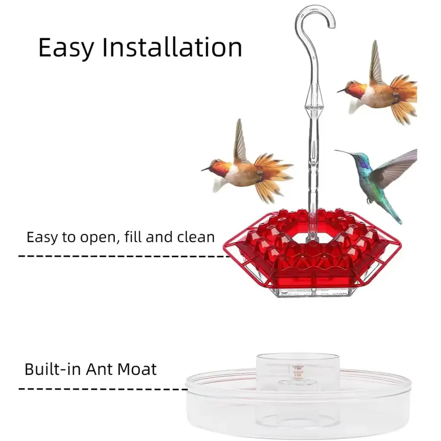 Hanging Hummingbird Feeder Leak-Proof Design with Ant Protection & Perch