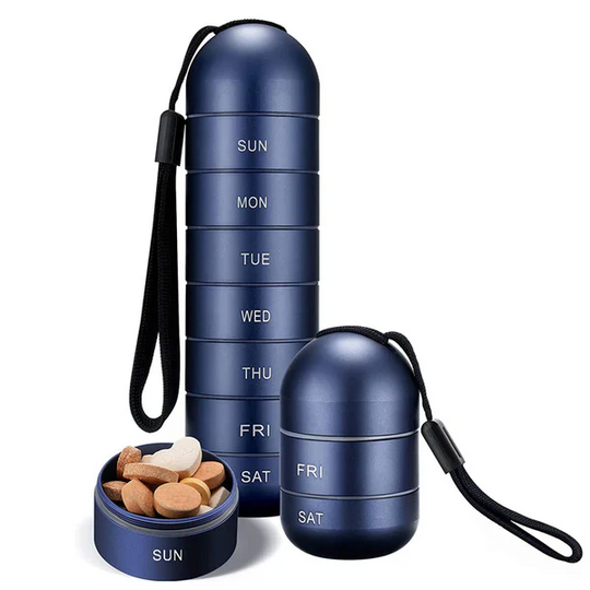 Aluminium Pill Organiser – 7 Days Travel Pill Case with Compartments