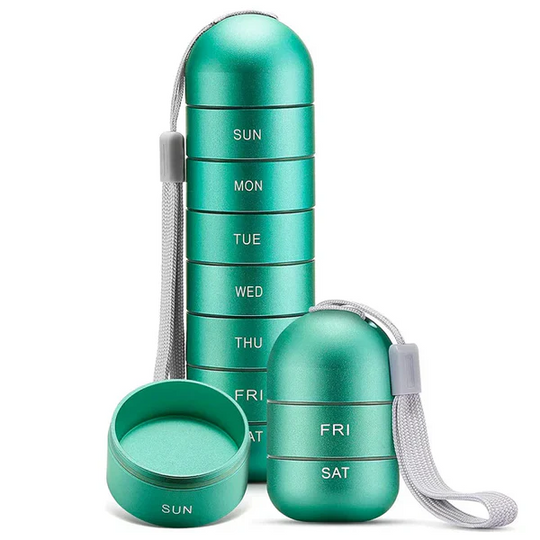 Aluminium Pill Organiser – 7 Days Travel Pill Case with Compartments