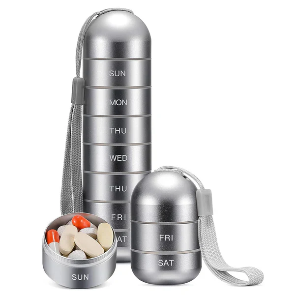 Aluminium Pill Organiser – 7 Days Travel Pill Case with Compartments
