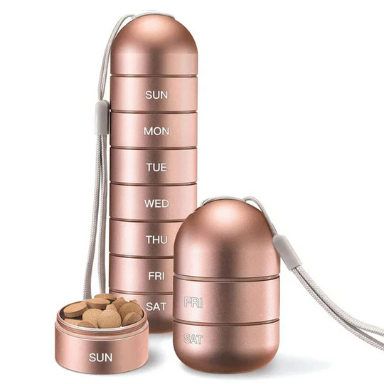 Aluminium Pill Organiser – 7 Days Travel Pill Case with Compartments
