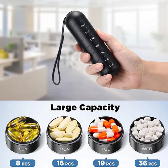 Aluminium Pill Organiser – 7 Days Travel Pill Case with Compartments
