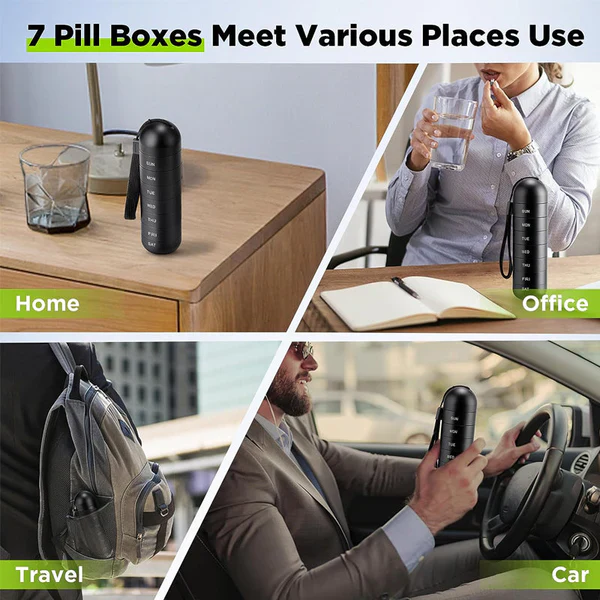 Aluminium Pill Organiser – 7 Days Travel Pill Case with Compartments