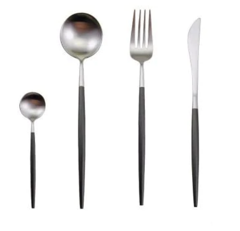 Luxurious Stainless Steel 24-Piece Gold-Silver Cutlery Set