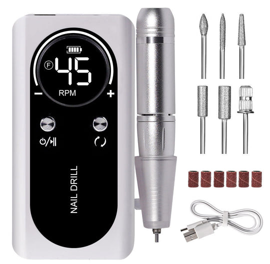 Professional 45000RPM Portable Electric Nail File with Rechargeable Battery | Low Noise Level for Manicure