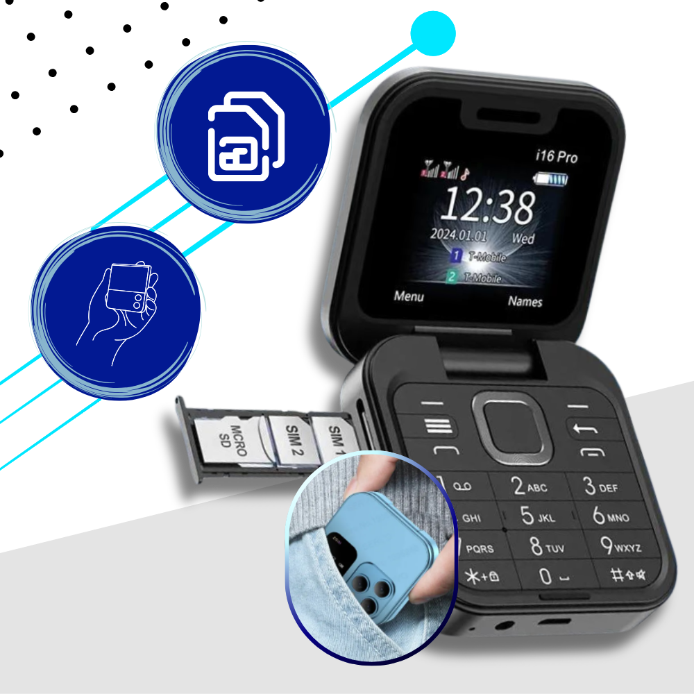 Compact Foldable Dual SIM Mobile Phone