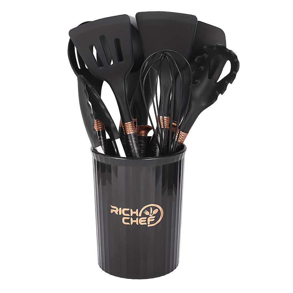 Elegant Silicone Kitchen Utensil Set - Cooking Joy for Your Kitchen