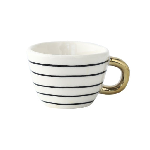 Abstract Geometric Pattern Cup with Gold Handle