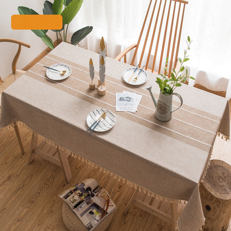Waterproof Oil-Resistant Rectangular Tablecloth - Cotton Linen, Wrinkle-Resistant for Kitchen, Dining Room, Buffet, and Party