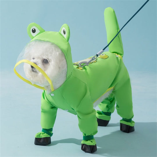 Dog-Shaped Overall Raincoat - Waterproof Cover with Tail
