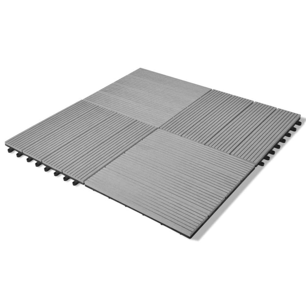 WPC Tiles 30x30cm - 11 Pieces, 1m², Grey
