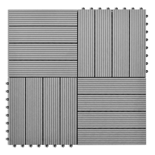 WPC Tiles 30x30cm - 11 Pieces, 1m², Grey