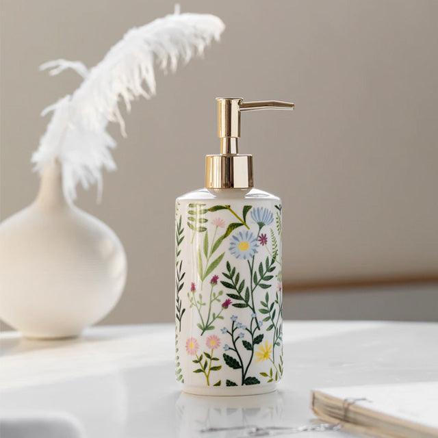 Floral Design Ceramic Soap Dispenser