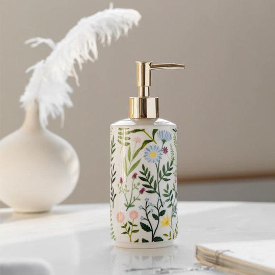 Floral Design Ceramic Soap Dispenser