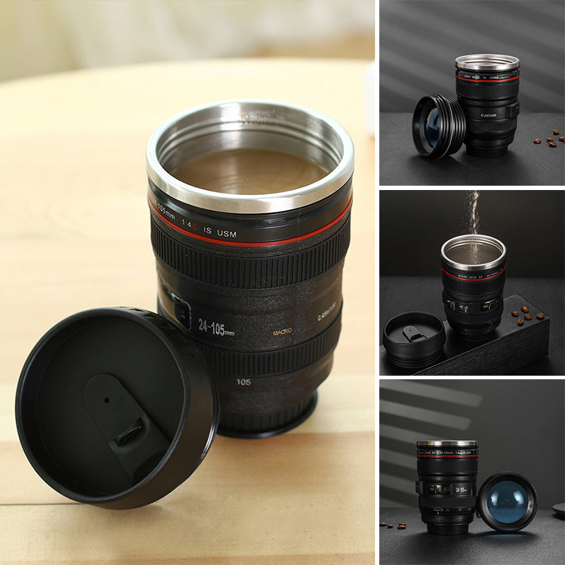 Camera Lens Inspired Insulated Coffee Mug