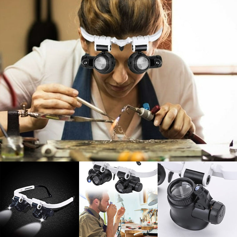 Magnifying Glasses with LED Lamps for Dual Eyes