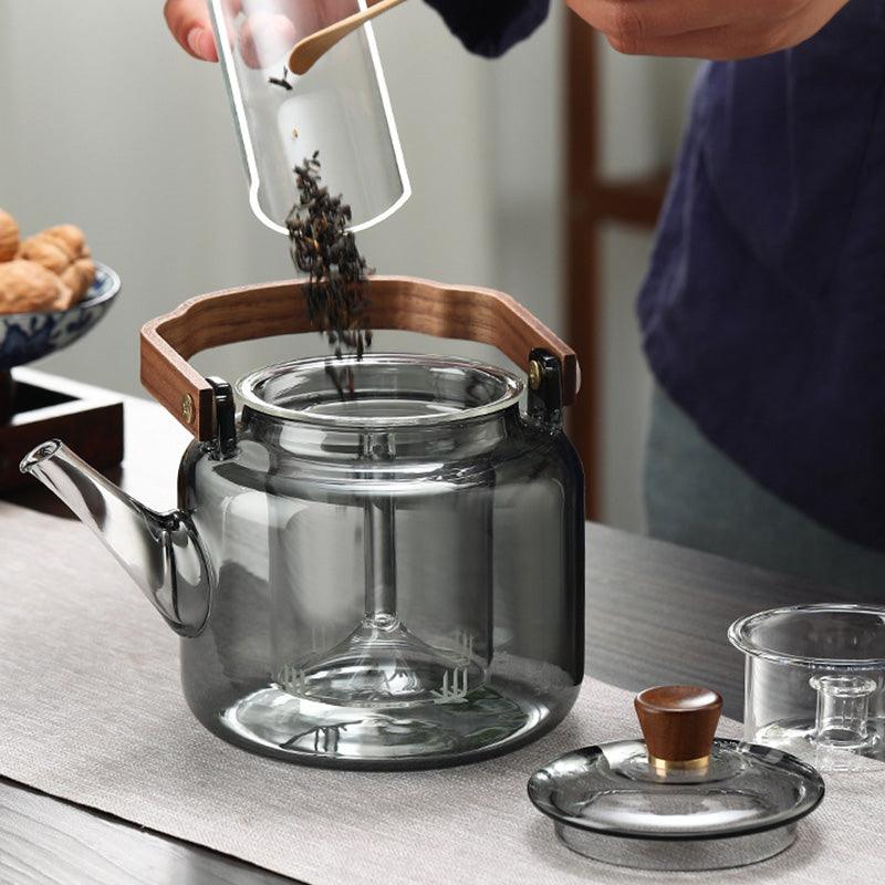 Grijzen Teapot | Wood & Glass Tea Maker