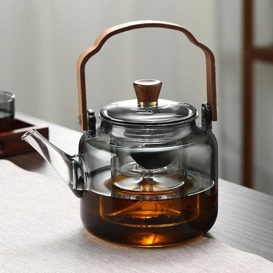 Grijzen Teapot | Wood & Glass Tea Maker