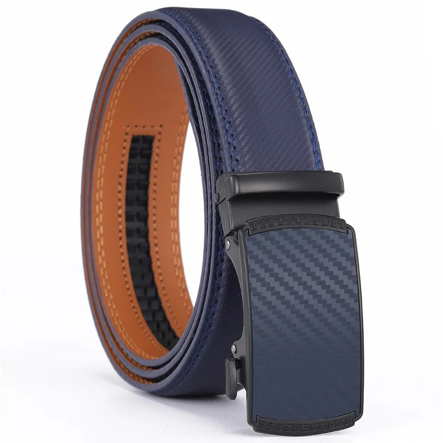 Men’s Genuine Leather Belt with Slide Automatic Buckle