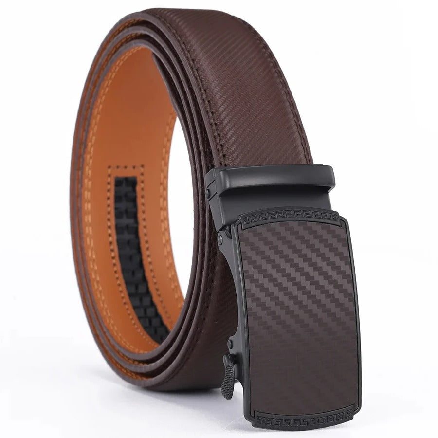 Men’s Genuine Leather Belt with Slide Automatic Buckle