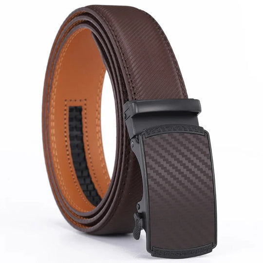 Men’s Genuine Leather Belt with Slide Automatic Buckle