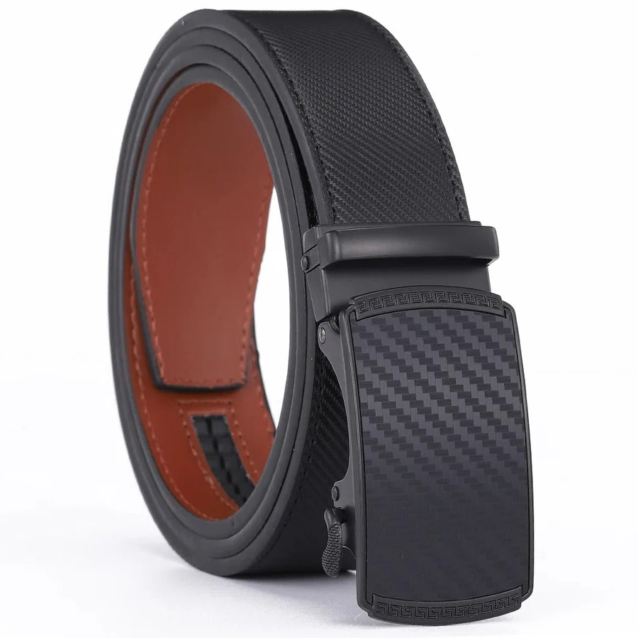 Men’s Genuine Leather Belt with Slide Automatic Buckle